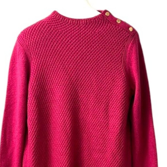 Talbots Raspberry Waffle Knit Crewneck Pullover Sweater Large - Picture 2 of 8